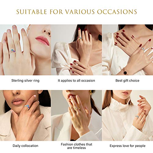 LanM Personalized Mothers Ring with 2 Birthstones – Mothers Day Gifts for Mom Grandmother - Custom Sterling Silver Promise Ring for Women – Engraved Names Jewelry for Her3