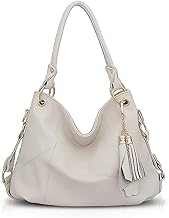 NICOLE & DORIS Sac à Main Femme Grand Mode Sac Epaule Sac à Bandoulière en Cuir Sac Cabas Fourre-Tout Shopping Voyage avec des Glands Beige