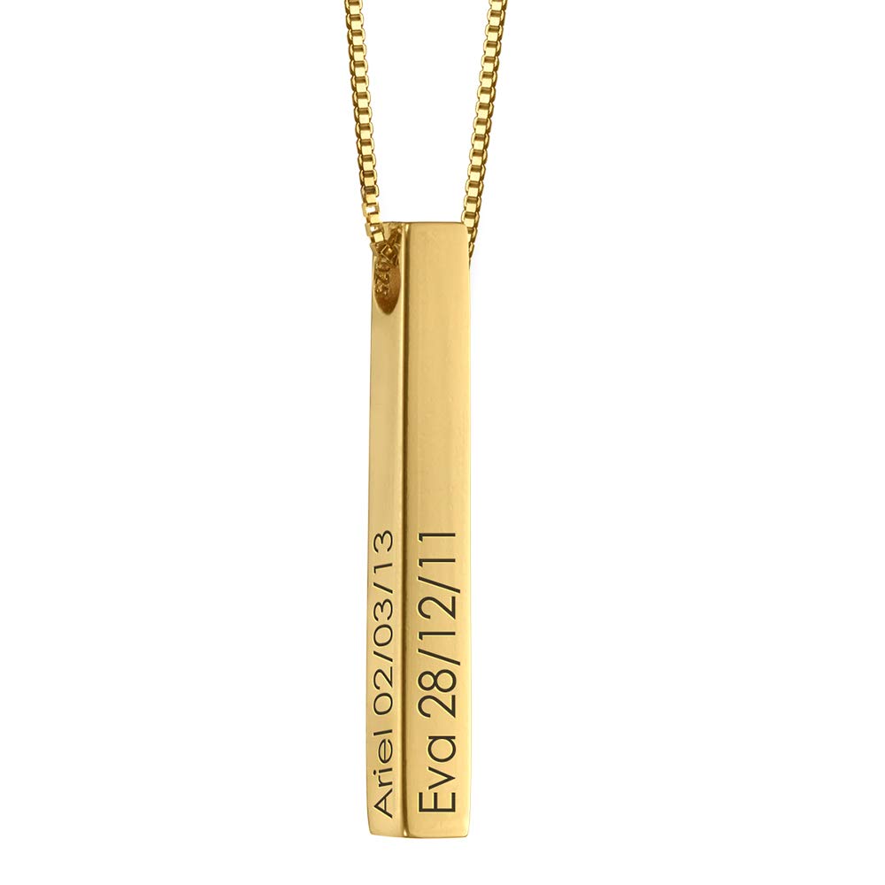 MyNameNecklace MYKA Collar Personalizado de Barra Grabado 3D en Plata - Regalo Día de las Madres, Regalos para Ella
