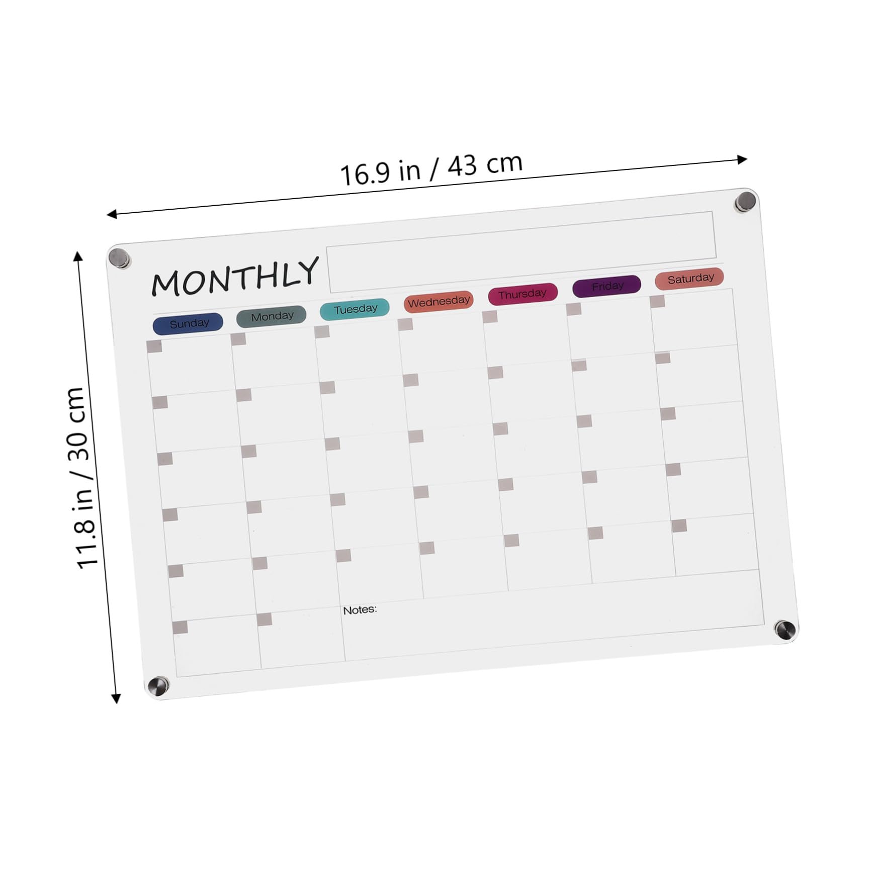 PLAFOPE Lavagna Calendario Mensile Acrilico Trasparente Lavagna Cancellabile a Secco con per Frigorifero Organizzatore Pianificazione Riutilizzabile per Casa e Ufficio