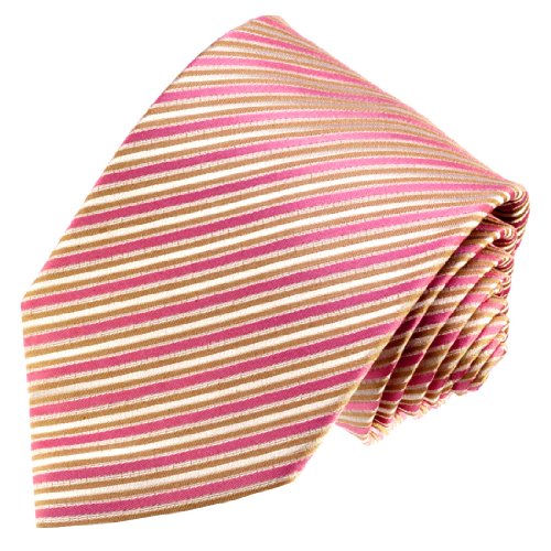 LORENZO CANA - Corbata - Rayas - para hombre rosa beige