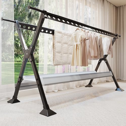 SunlitCorner 物干し 布団干し 伸縮式 洗濯物干し 室内 干しスタンド 屋外 X型 部屋干し 大容量 130-230cm 長さ調節可能 干しネット付き ステンレス鋼 室内 干しスタンド 部屋干し X型 折り畳み 洗濯干し 超耐荷重物 折り畳み