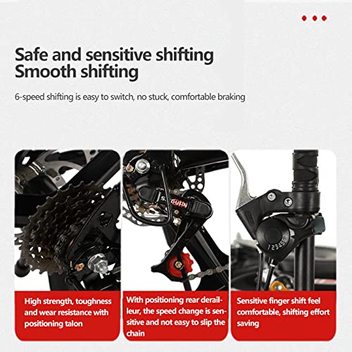 zcyg 20 inch mountainbike, opvouwbare fiets, voor dames dames fiets, heren fiets (maat: 20 inch, kleur: zwart) - Afbeelding 6