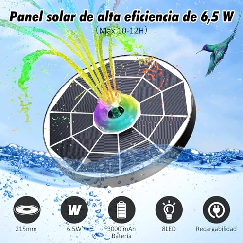 AISITIN-65W-Fuente-Solar-con-Mando-a-Distancia-Fuente-Jardin-Exterior-Bomba-de-Piscina-con-BateriaDiferentes-Bombas-de-Agua-de-Boquilla-para-Jardin-Estanque-Bano-de-Pajaros-DIY-Paisaje-Acuatico