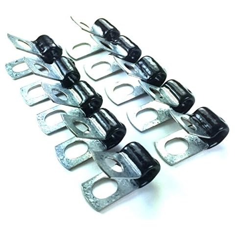 The Stop Shop Brake Line Clip Set for 3/16" tube. Pack of 10. Steel with Rubber Insulation Cover