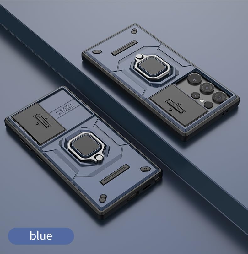 Image of CamShield Pro Case with Slide Camera Protection and 360 Protection Ring Stand Bumper Back Case Cover for Samsung Galaxy S24 Ultra 5G (Blue)