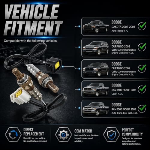 Par de sensores de oxígeno para Dodge Dakota y Ram 1500 miniatura 3