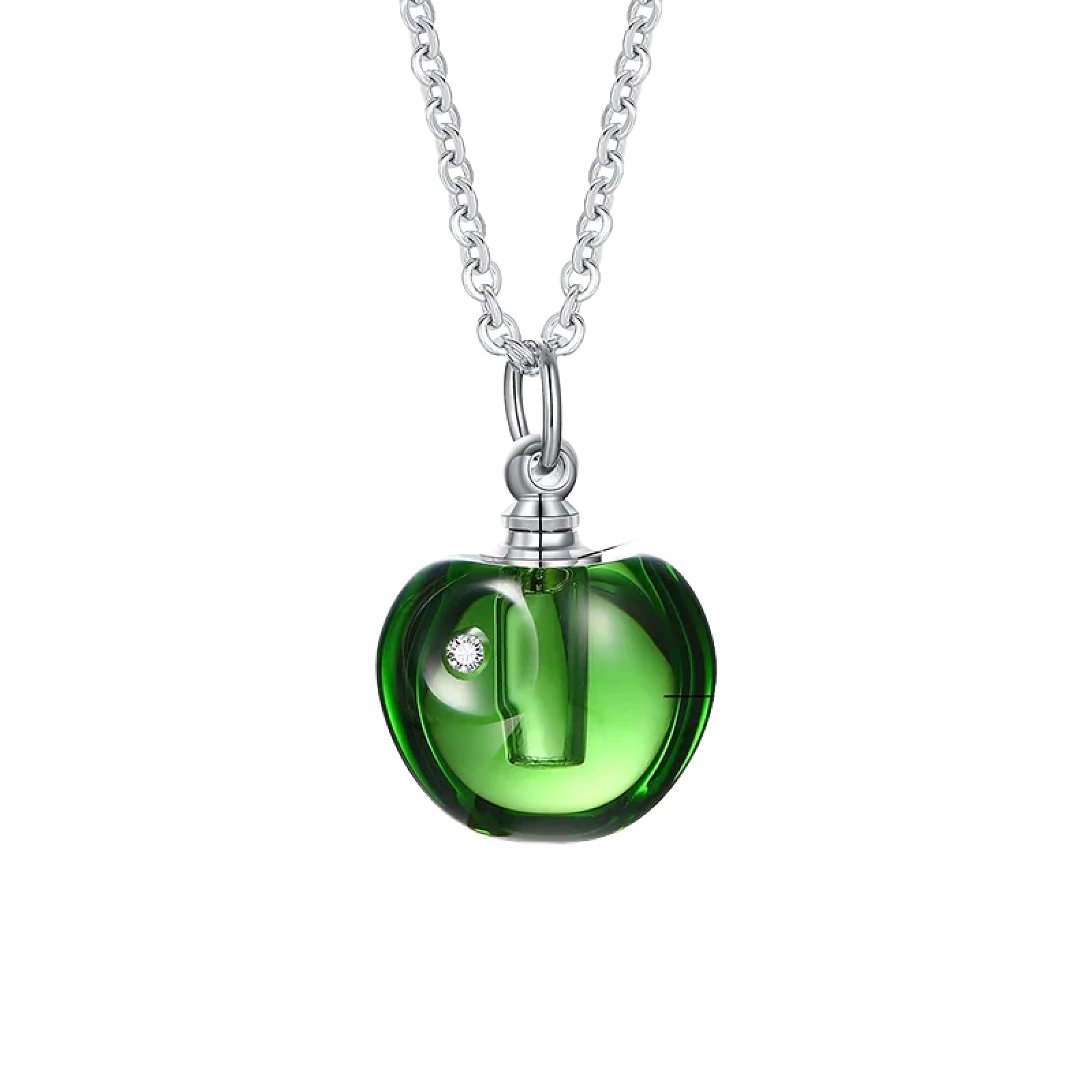 Pendentif pomme souvenir de crémation et deuil en verre ouvrable