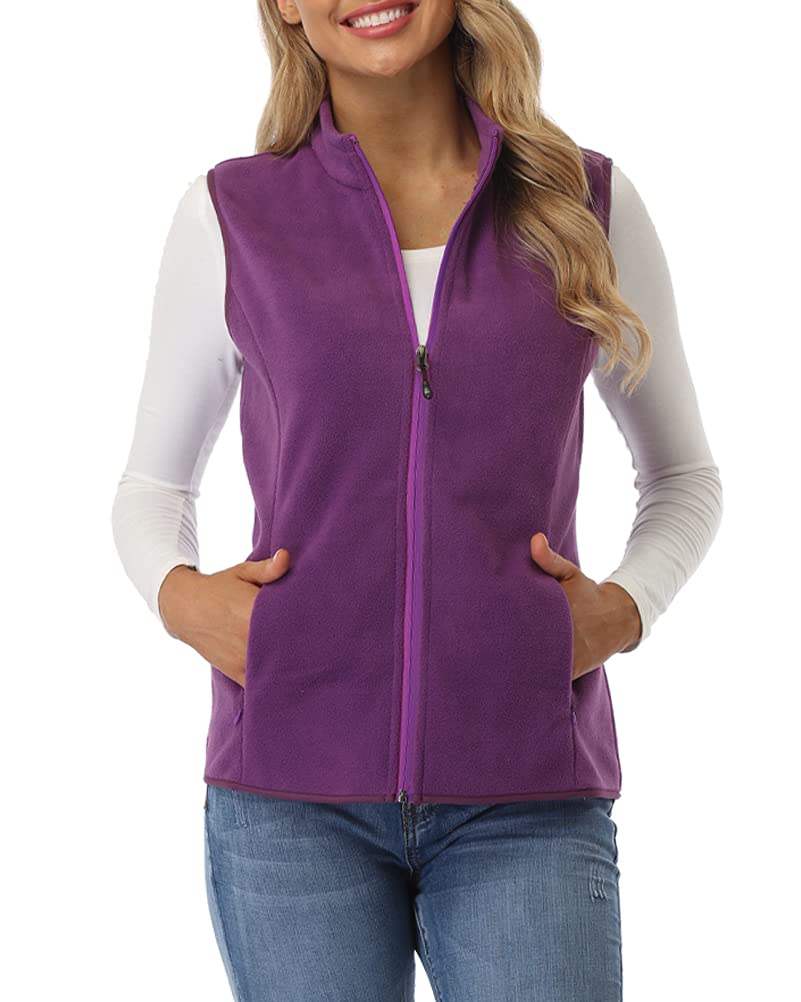 fuinloth Gilet in pile da donna,Termico Senza Maniche Elegante Collare Eretto con Zip e Tasca