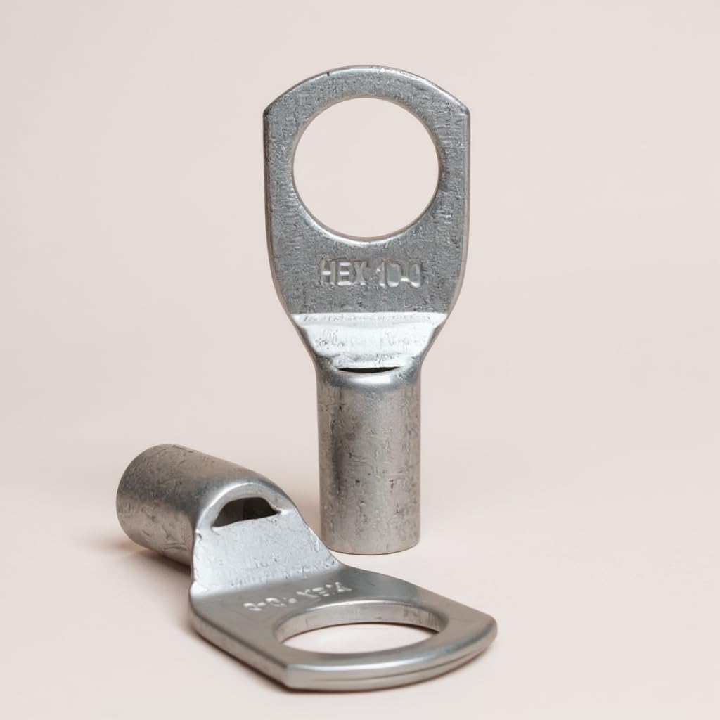 DAYSTAR 10 sq mm (8AWG) Tinned Copper Cable Lugs, Heavy Duty Battery Cable Ends, AWG Crimp Wire Lugs, Terminal Connectors, 10 nos
