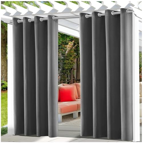 Yaqor X2 Cortinas Exterior Terraza Impermeable Grises. Cortinas Exterior para Pérgolas, Porches Y Terrazas - Diseño Elegante Y Resistente para Proteger Tu Espacio Al Aire Libre (2)