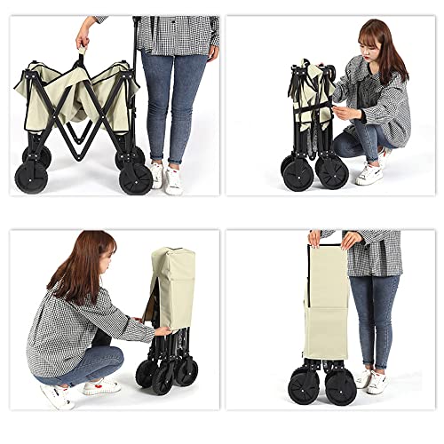 Carretilla Plegable Portátil para Camping de 80 kg con Asa Ajustable y 4 Ruedas PVC miniatura 6