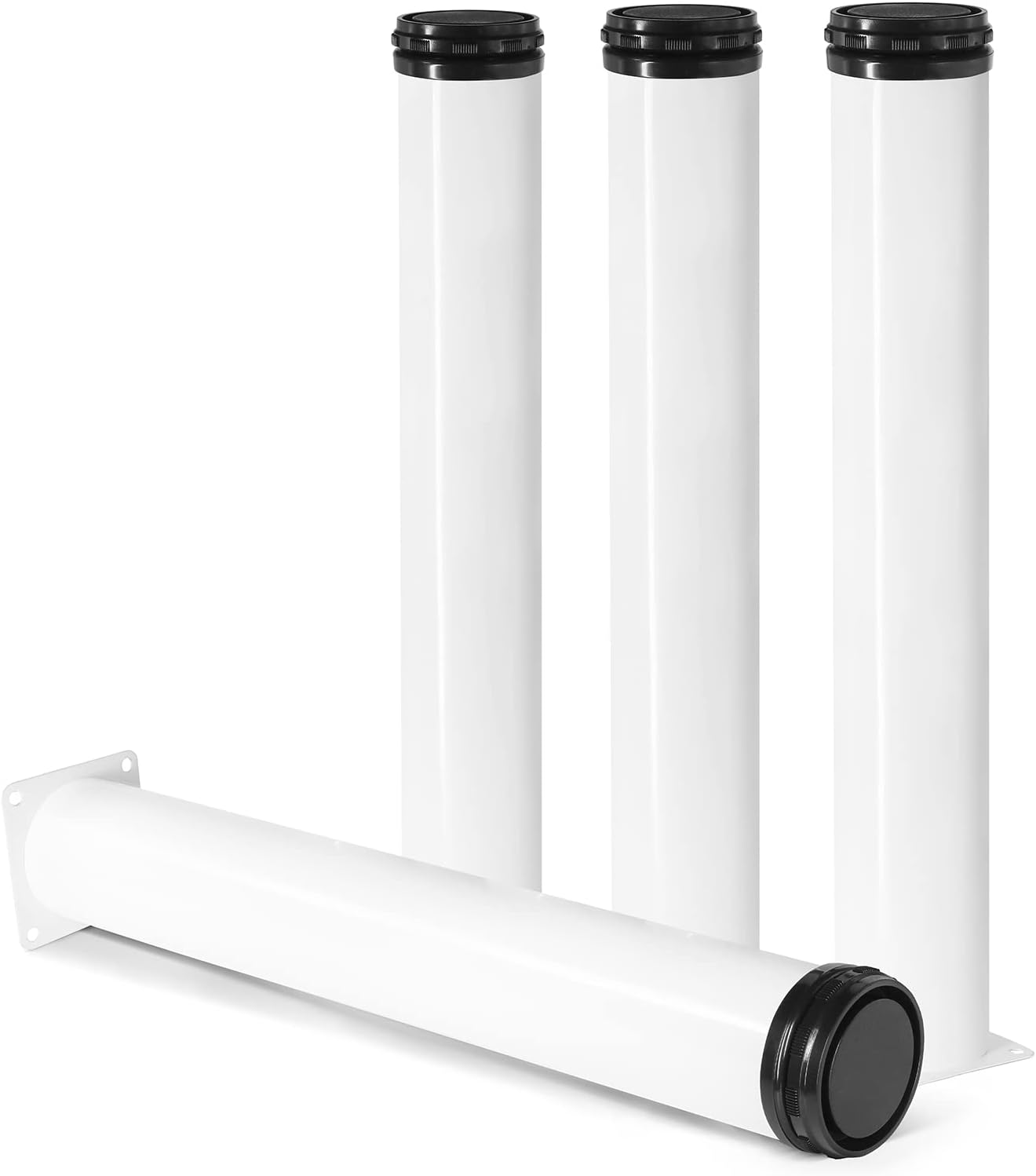 16 Inch Metal Furniture Legs Stainless Steel Adjustable Legs White Metal Legs Round Cabinet Legs for Coffee Table Cabinet Desk Sofa Shelves, Pack of 4 White 16"