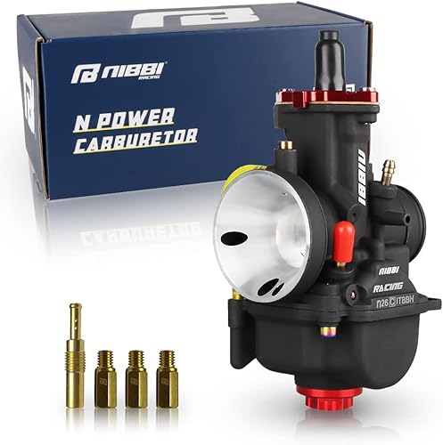 NIBBI Carburador PWK, Carburador de rendimiento de carbohidratos de carreras de 1.024in para motocicleta con carburador Jets Fit GY6 Motor Dirt Bike