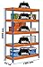 Estantería metálica de media carga Bricoforte 5 estantes Azul/Naranja/Madera Simonrack 2000x1200x450 mms - Estantería media carga - Estantería industrial - 300 Kgs de capacidad por estante