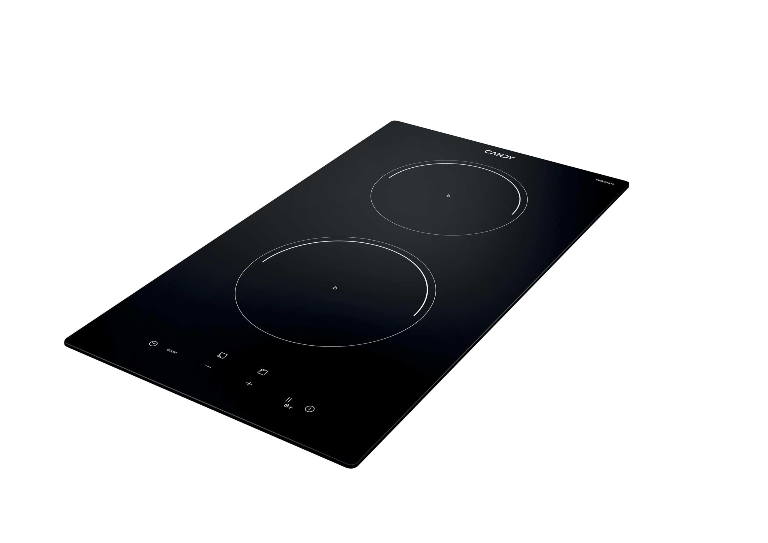 Candy CI32CBB - Piastra a induzione domino, 2 zone, 30 cm, 9 livelli di potenza, 3,5 KW, comandi centrali, indicatore di calore, blocco infaantil, allarme surriscaldamento e versamenti, nero