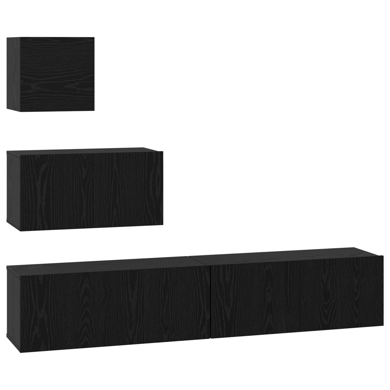 Juego de 3 muebles de TV colgantes, mueble bajo con aspecto de roble negro, tablero de TV montado en la pared de madera para el salón