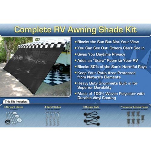 RV Awning Shade Kit 8x14 Complete RV Shade Kit (Black)