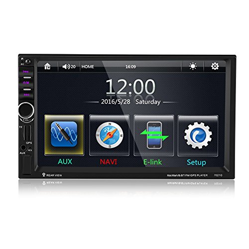 Reproductor MP5 para Coche, Elerose 7 Pantalla Táctil Bluetooth Navegador GPS Coche Audio Estéreo Video FM Radio GPS USB AUX,con Control Remoto
