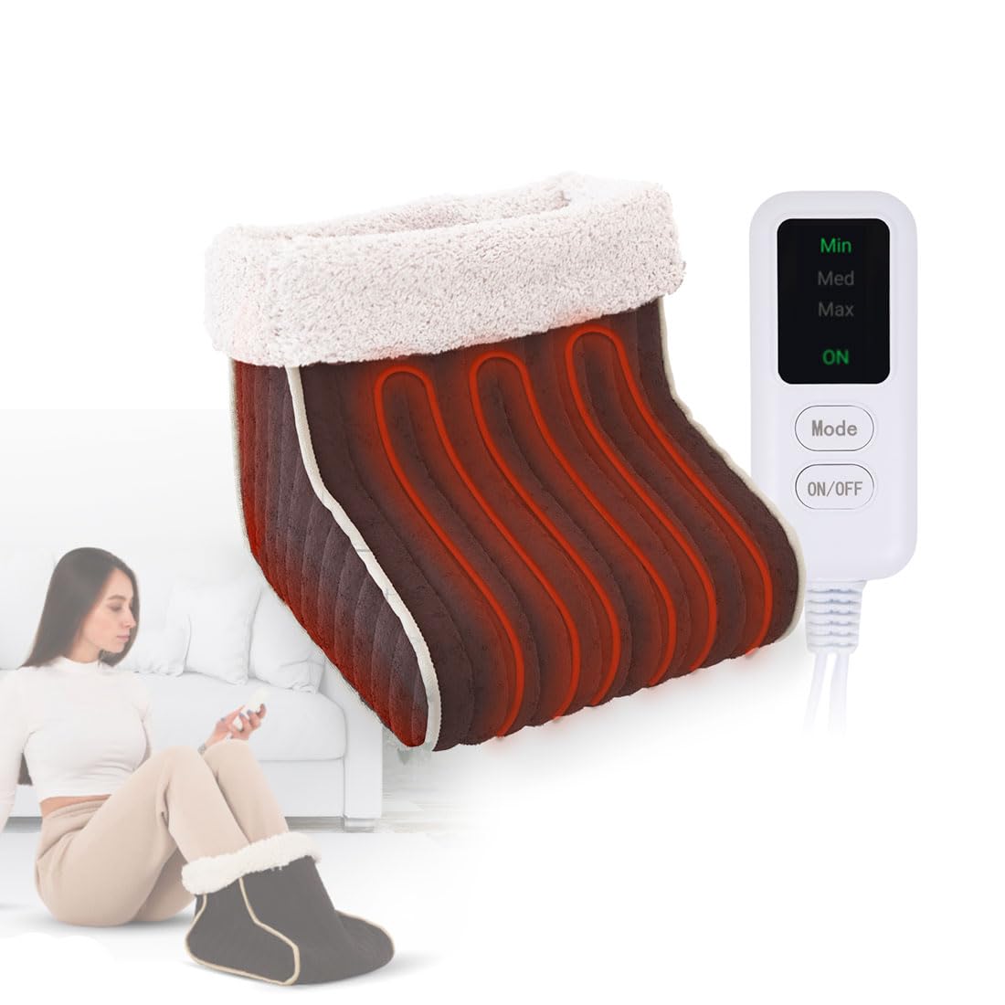 Ecosapiens Ugi Ciabatta Scaldapiedi Elettrica, Tecnologia Infrarossi, Timer 1 Ora, Spegnimento Automatico, Pantofole Riscaldate Ideali Per Casa E Relax, Fodera Rimovibile E Basso Consumo Energetico - 4
