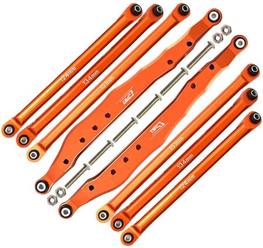 Axial 1/10 RBX10 Ryft 4WD Rock Bouncer Aluminum Upgrade Parts Combo Set A (Trailing Arms + Chassis Links) - Orange