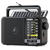 PRUNUS J 25 Poste Radio FM/AM, Radio Portable Rechargeable avec 1800mAh, Gros Boutons, Excellente Réception, TransistorRadio Secteur et Pile, pour Personnes Âgées