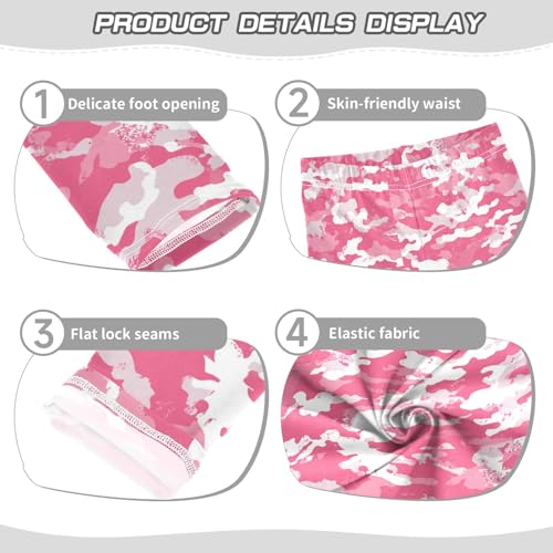 Boccsty White Pink Military Camouflage Girls Leggings Kids Yoga Pants Dance Active Tights 4T3