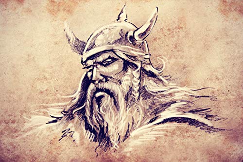 Bilderdepot24 Fototapete selbstklebend Wikinger II, Tattoo Art - Vintage - 300x200 cm