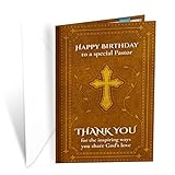 Prime Greetings Religious Birthday Card For Pastor, Made in America, Eco-Friendly, Thick Card Stock with Premium Envelope 5in x 7.75in, Packaged in Protective Mailer