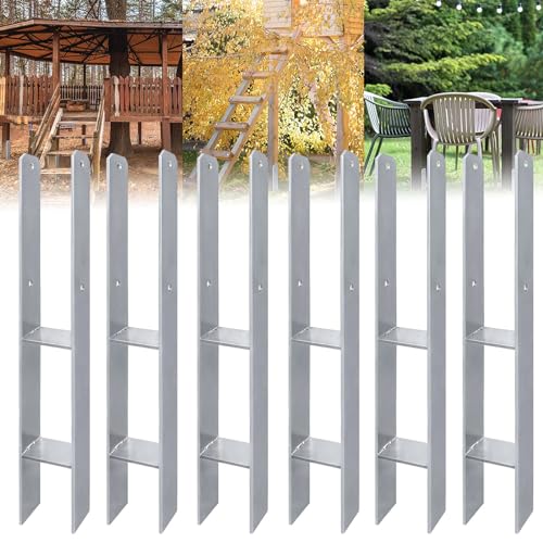 ACXIN H-Pfostenträger H-Anker Pfostenanker Set in Stahl mit Beschichtung für feste Installationen im Freien 91x600mm 5mm Materialstärke (6 Stück)