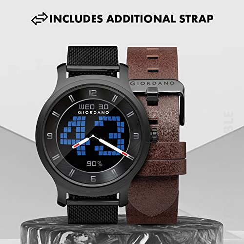 Giordano-Black-Unisex-Smart-Watch-with-Bluetooth-Voice-Calling128-Display-Heart-SpO2-MonitoringMulti-Sports-ModesSleep-Monitor-IP67-Water-Resistance-with-in-Built-Microphone-and-Speaker
