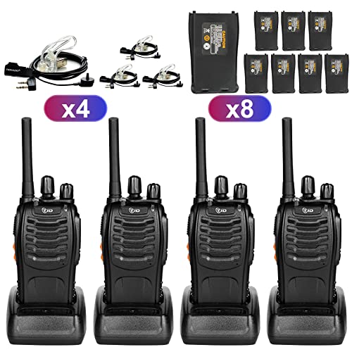 Image of TID TD-V2 Walkie Talkies for Adults with Earpiece and 8 Battery 2 Way Radios Walkie Talkies Long Range with Flashilght Two Way Radio Rechargeable for Business or Family (4 Pack)