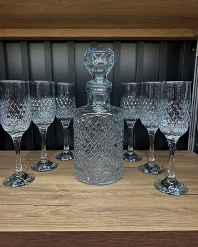 Caraffa con coperchio in vetro, servizio di whisky fatto a mano, brocca, bottiglia di liquori, bar, caraffa di cristallo, decorazione per la casa, brocca d'acqua, serie Timeless Special (1250 ml) (set