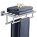 SAYAYO Toallero de Pared Doble con Estante de baño de 2 Barras, 40 cm, Acabado de Acero Inoxidable Cepillado Sus 304, EGZ8040-LS-FR