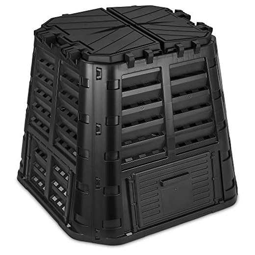 Garden Composter Bin Made from Recycled Plastic – 110 Gallons (420Liter) Large Compost Bin - Create Fertile Soil with Easy Assembly, Lightweight, Aerating Outdoor Compost Box – by D.F. Omer