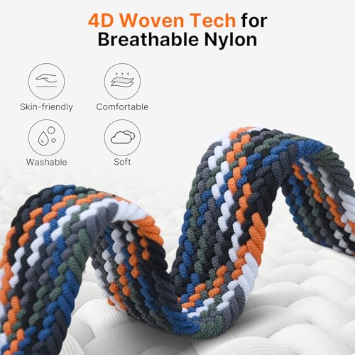 Image of Fullmosa 2 Packs Magnetic Braided Watch Bands - 18mm 20mm 22mm Quick Release Replacement Wristband, Stretchy Nylon Solo Loop Compatible with Traditional and Smartwatches for Men Women