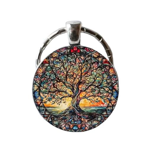 Pingente para saco, pingente de árvore em liga de zinco para malas, ornamentos redondos de liga de zinco com design de árvore colorida para espelho retrovisor, acessórios juvenis, mochila e bagagem