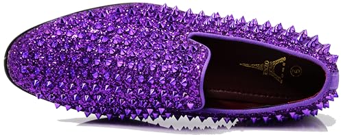 Image of SPK70 Men's Vintage Spike Dress Loafers Slip On Fashion Shoes Classic Tuxedo Dress Shoes