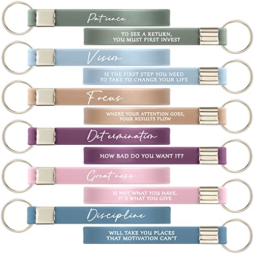 24 Pieces Inspirational Quote Key Chains Silicone Motivational Key Chains Women Key Chains for Office Business Favor (Bright Colors,Discipline)