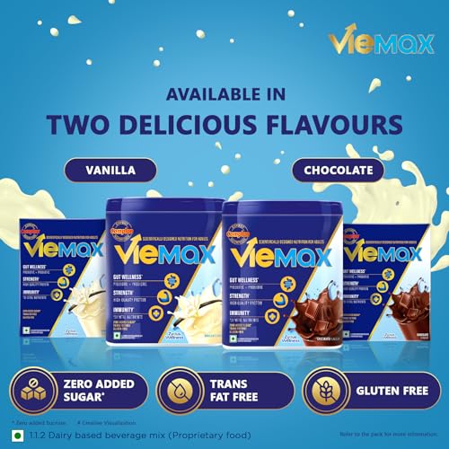 Image of Complan VieMax - Scientifically designed nutrition for Adults (Vanilla Flavour, 200g) | High Protein, Prebiotic, Probiotic for Strength, Gut Wellness, Immunity