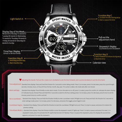 Image of OLEVS Men Watches Fashion Date Gift Chronograph Watch for Men Large Business Digital Calendar Waterproof Mens Wrist Watch