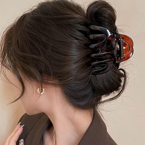 Briskyjp ヘアクリップ 9cm しっかりとまる クリップ バンスクリップ ヘアアクセサリー お風呂 シンプル オフィス レディース バナナクリップ 大人向け 韓風 可愛い 髪留め 髪飾り PC樹脂 軽量 ブラウンレッド