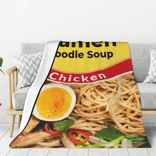 Ideeze Noodle Soup Chicken Flavor Ramen Blanket Noodle Blanket Funny Instant Ramen Noodle Gift Soft Cozy Lightweight Flannel Blanket Plush Throw Blankets for Couch Shawl Blanket Sofa Bed (40x50)