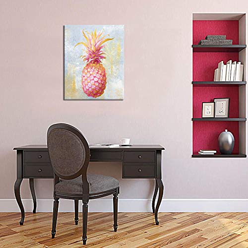 Pineapple Canvas Wall Art Gold And Pink Painting Picture Prints Tropical Fruit Posters Artwork For Living Room Girl Bedroom Decorations Contemporary Art Decor #TOP3
