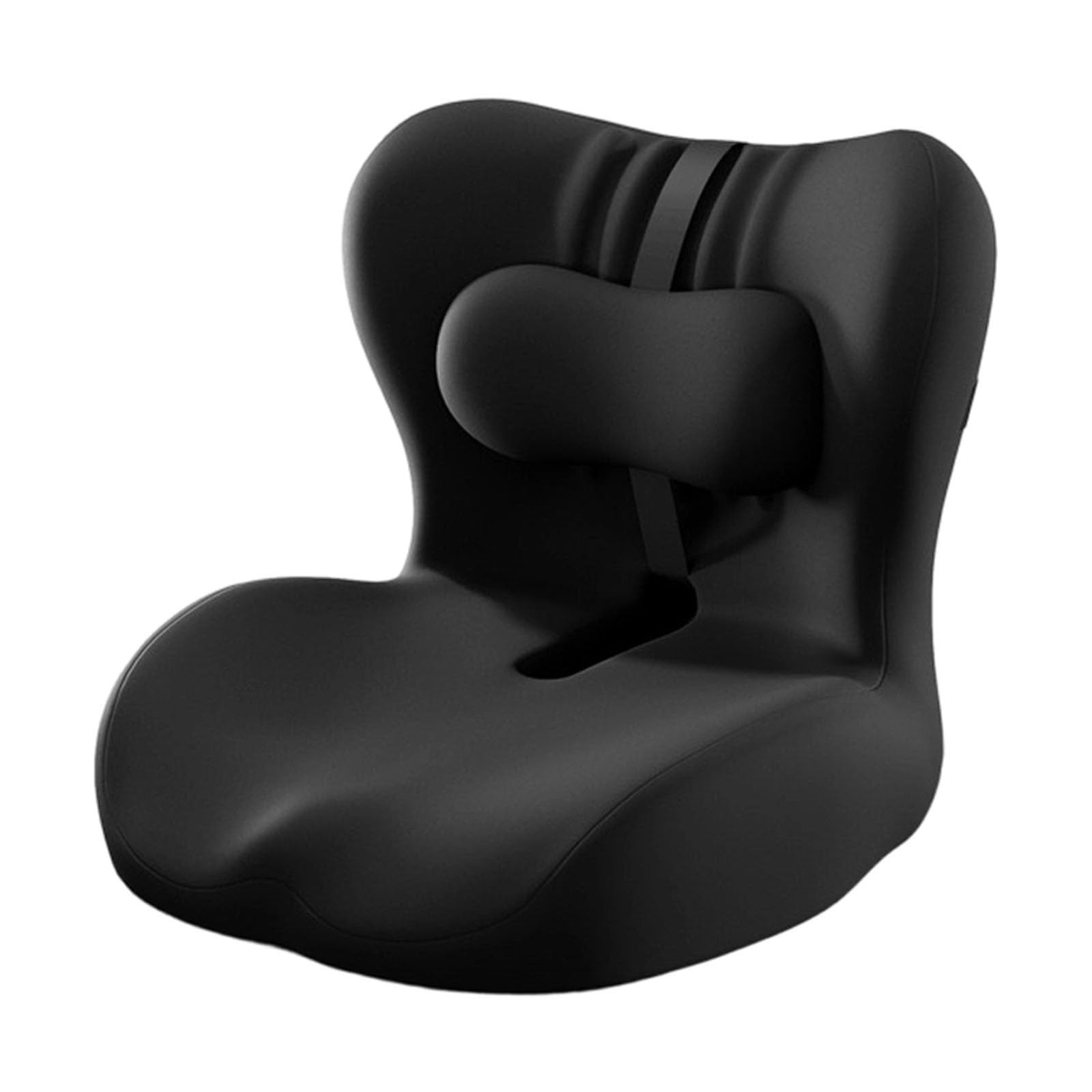 Generisch Cuscino integrato in memory foam a forma di L con supporto lombare, cuscino ortopedico per sedia da ufficio, schienale ergonomico per casa, auto, sedie a rotelle e sedie da ufficio (nero)