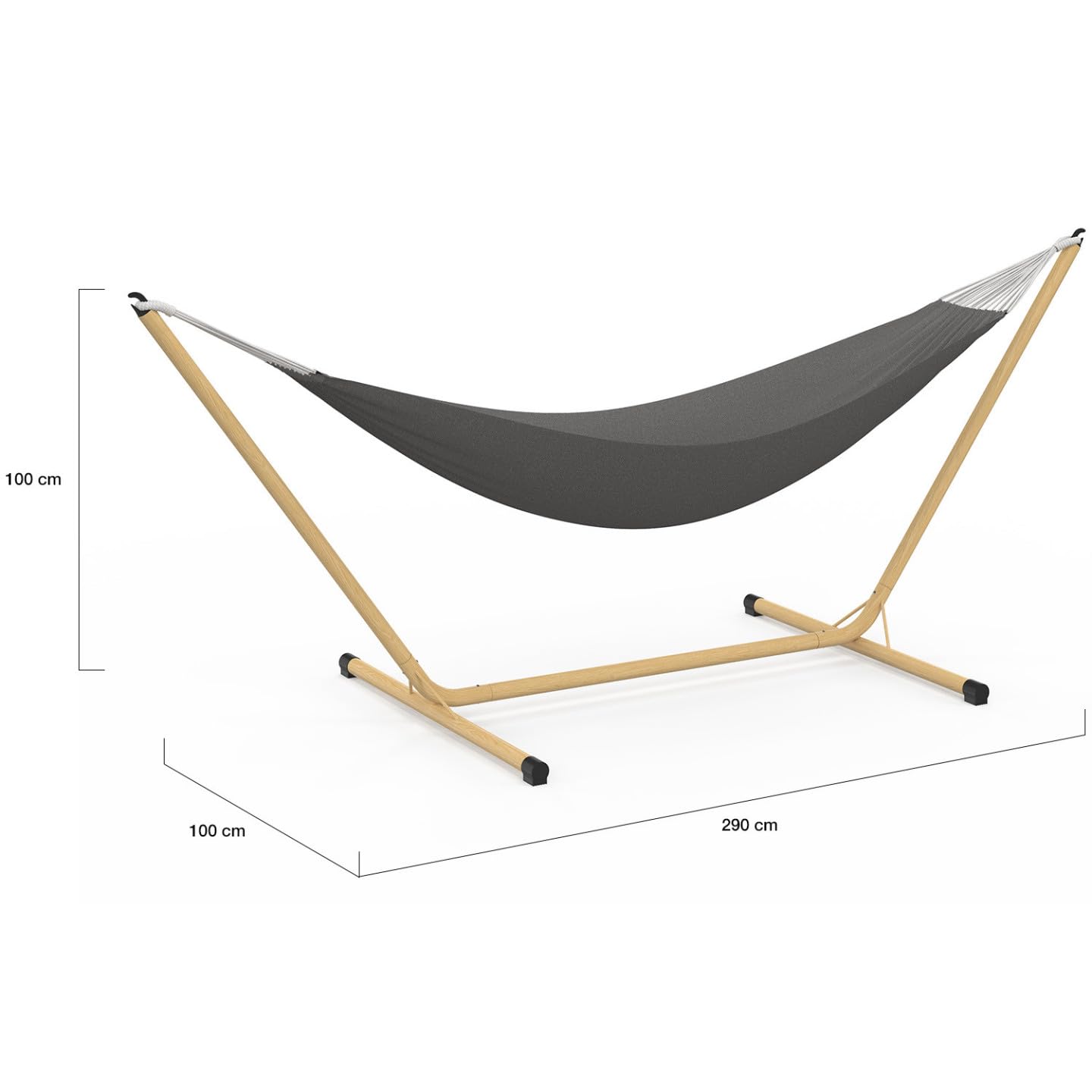 IDMarket - Hamac avec Support métal Effet Bois et Toile Gris Anthracite