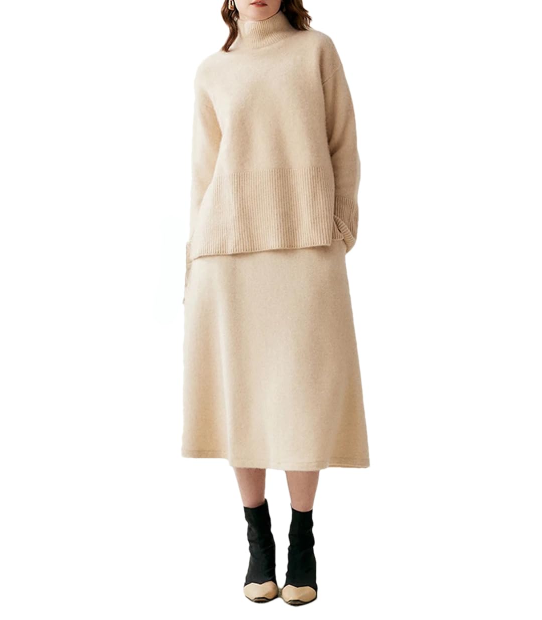 Fnfmrfmr Damski sweter oversize z długim rękawem luźny sweter grube ciepłe swetry