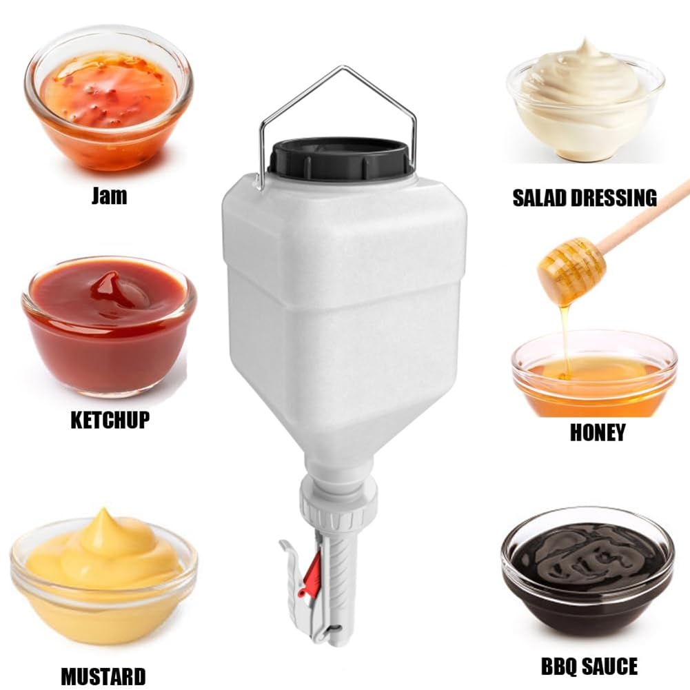 Distributore di Salsa Sospeso da 5,5 L, Grande Capacità, per Senape, Insalata, Ketchup, Maionese, B