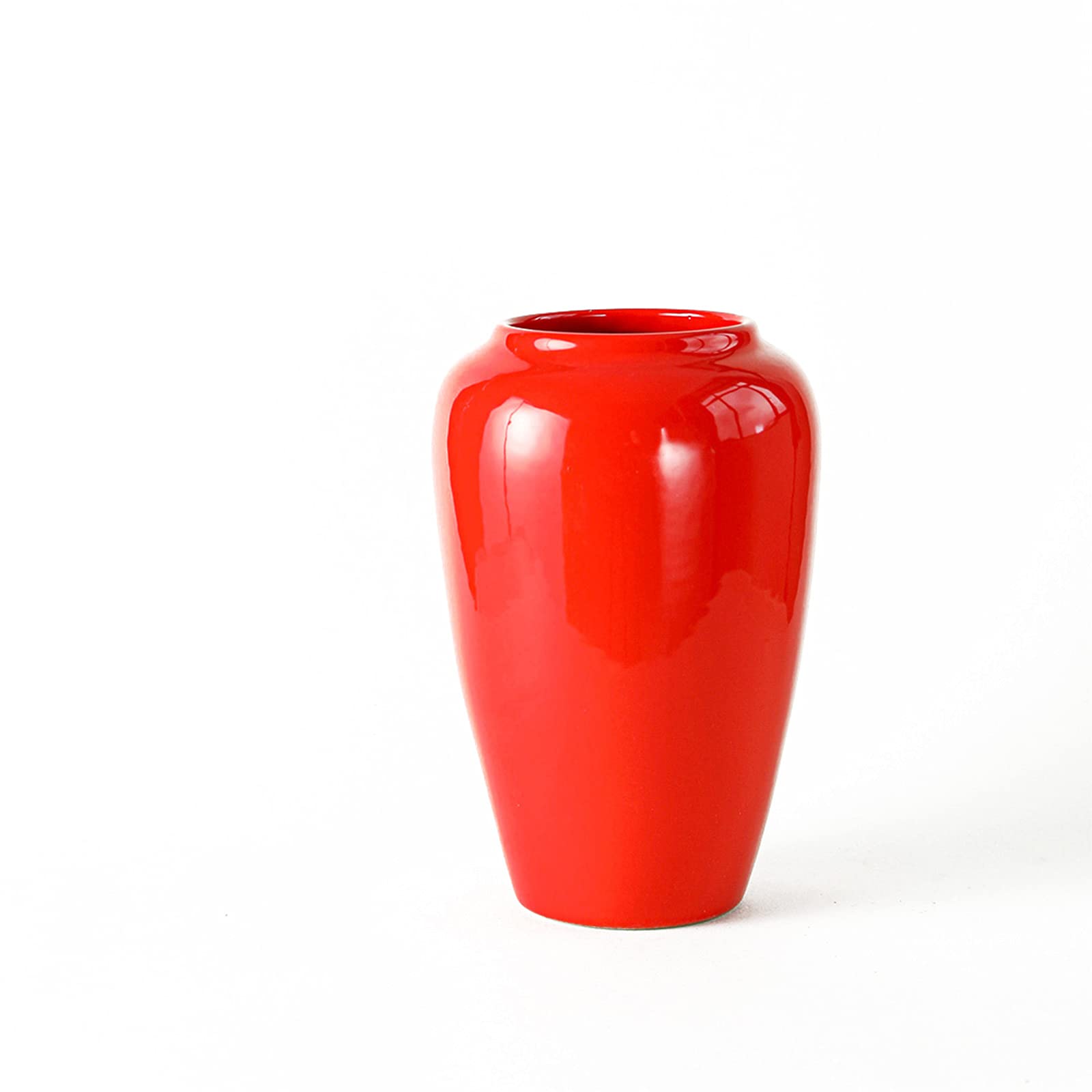 asdchZen Red Ceramic Vase, Hotel Ballroom Wedding Decoration Vase Multifunction Indoor Decorative Vase,16 * 25CM