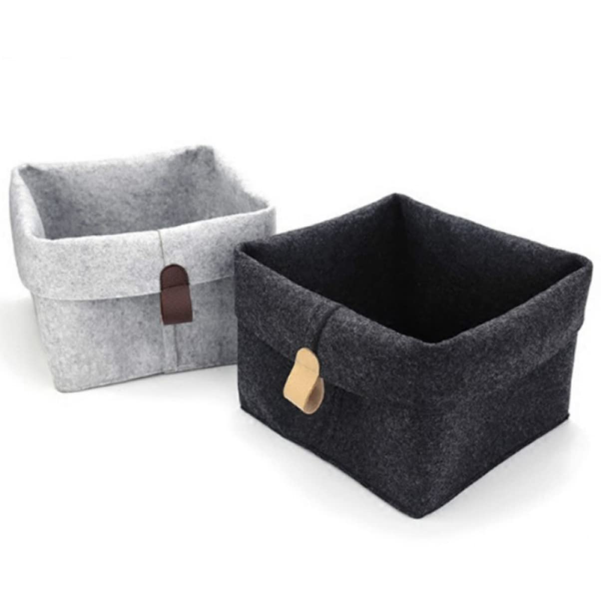 Panier De Rangement En Feutre Noir Pliables - Organisateur Solide Pour Étagères, Armoire, Bureau Et Salle De Bain 25x18x15cm